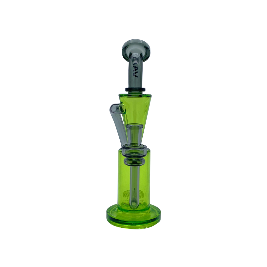 MAV Glass Echo Park Rig in Ooze Black, 9.5" tall beaker design with recycler, front view on white background