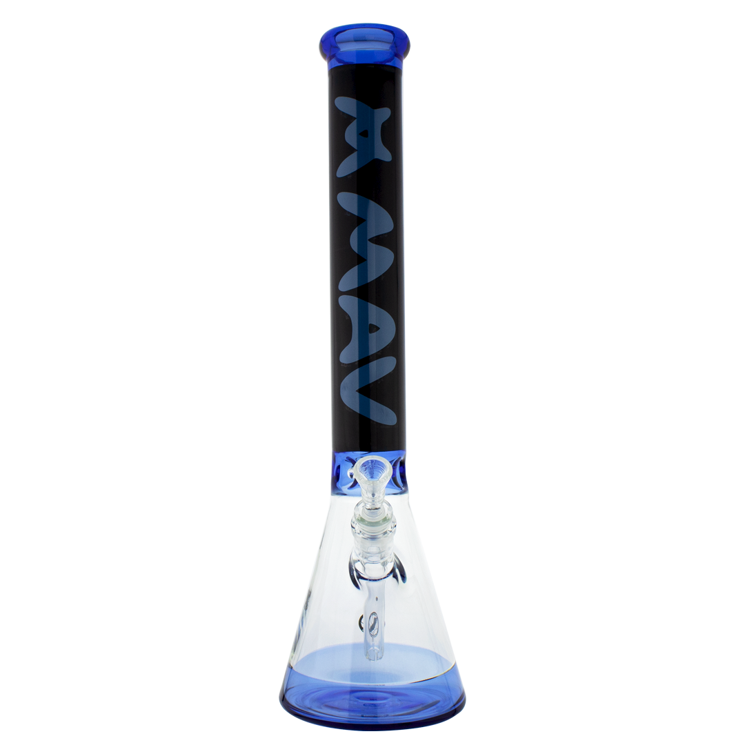 MAV Glass Hermosa Beaker Bong 18'' in Ink Blue/Black, Front View with Thick Glass and Down Stem