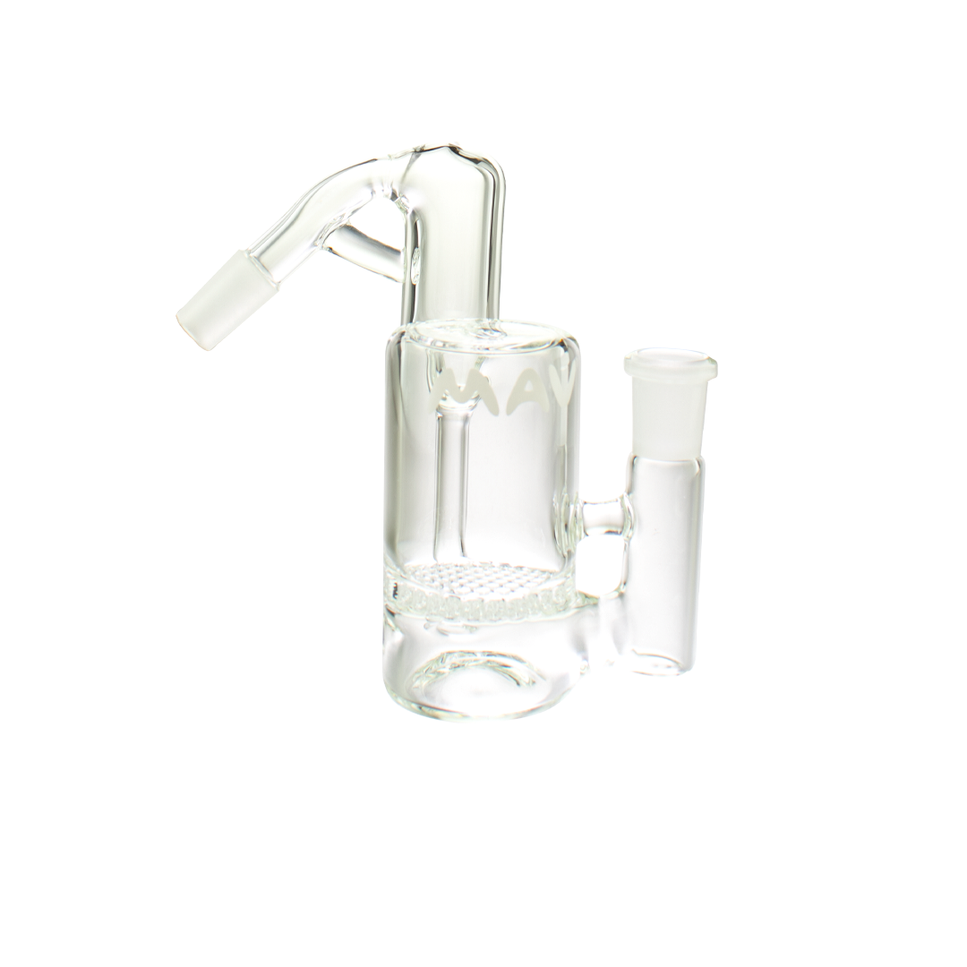 MAV Glass Honey Recycling Ash Catcher 14mm/45° with honeycomb percolator on white background