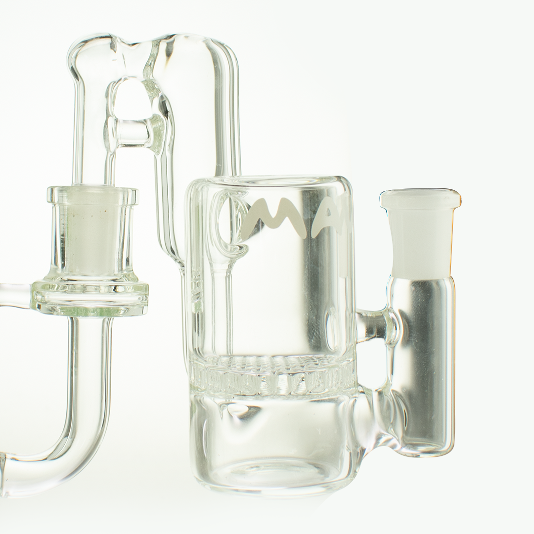 MAV Glass Honey Recycling Ash Catcher 14mm/90° with Honeycomb Percolator, Side View