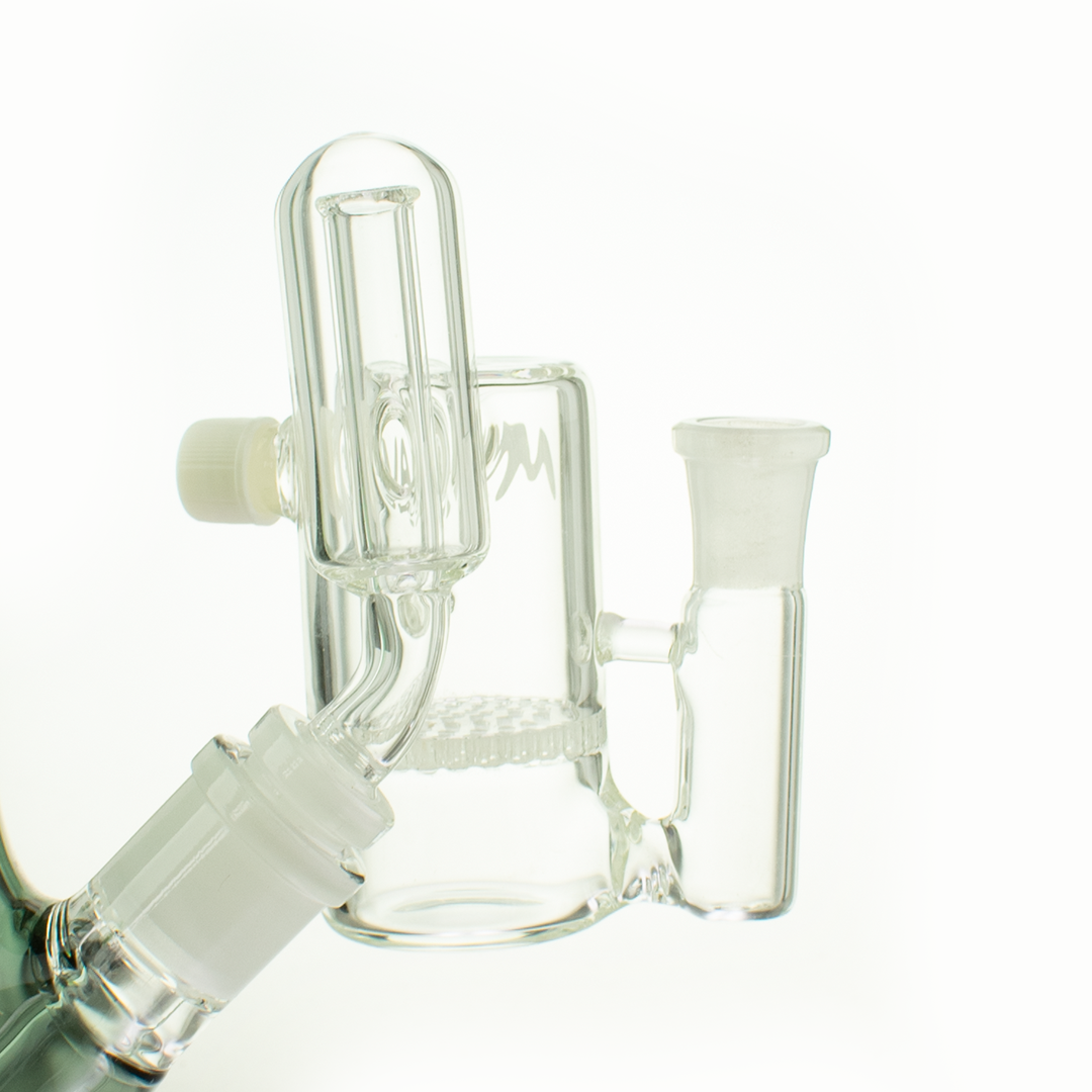 MAV Glass Honey Splashproof Ash Catcher with Honeycomb Percolator, 14mm 45° Angle, Clear View