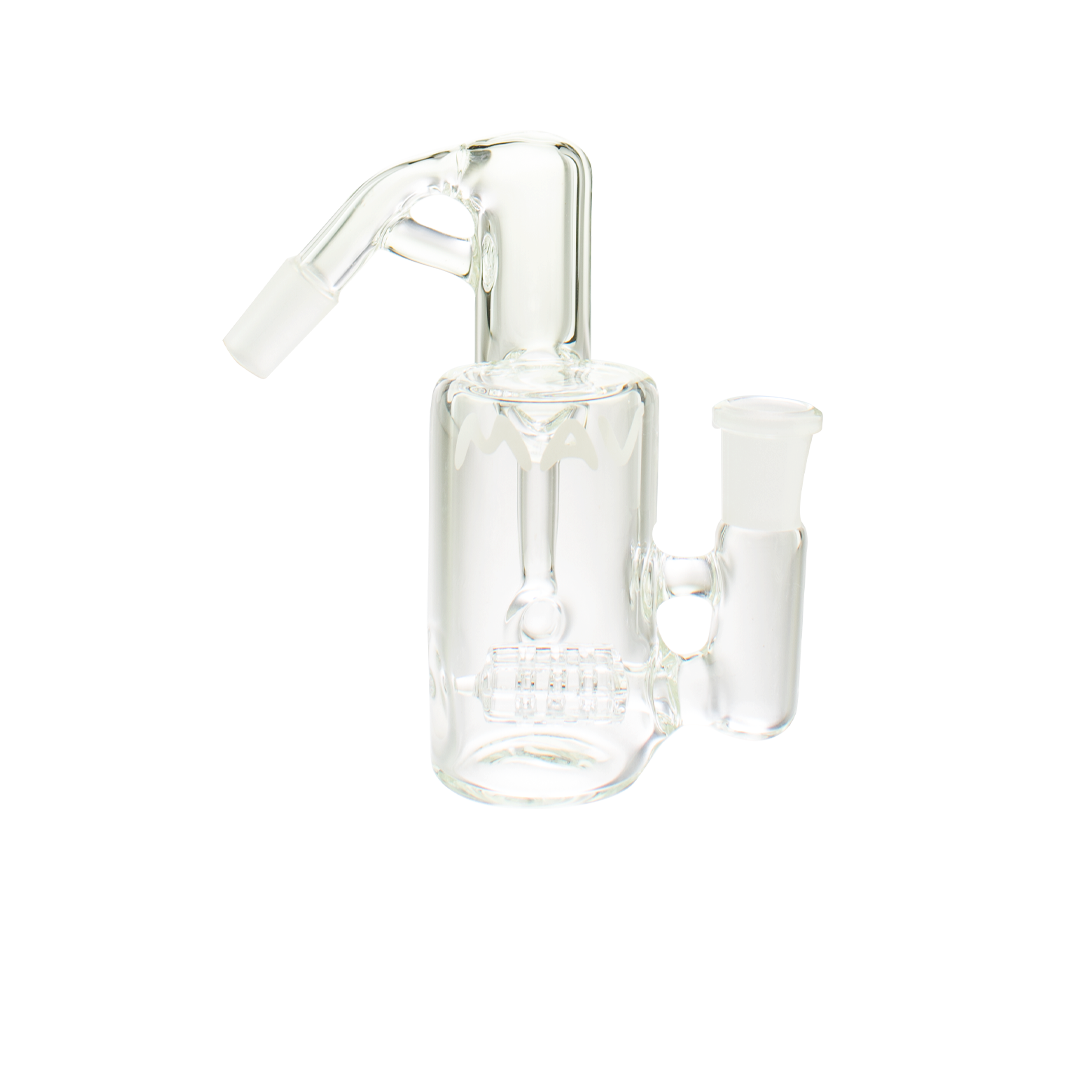 MAV Glass Inline Recycling Ash Catcher 14mm/45° with Clear Percolator - Front View
