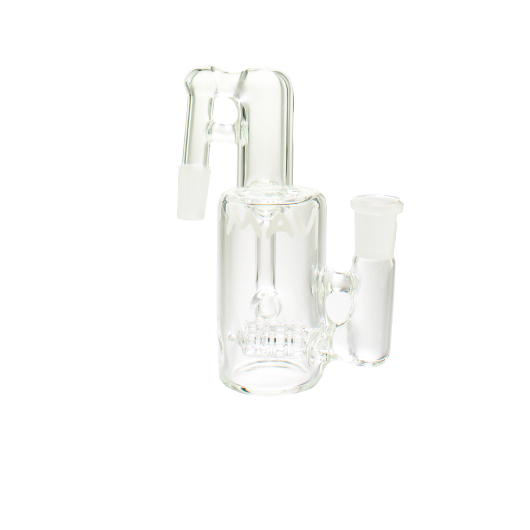 MAV Glass Inline Recycling Ash Catcher 14mm/90°, clear glass, front view on white background