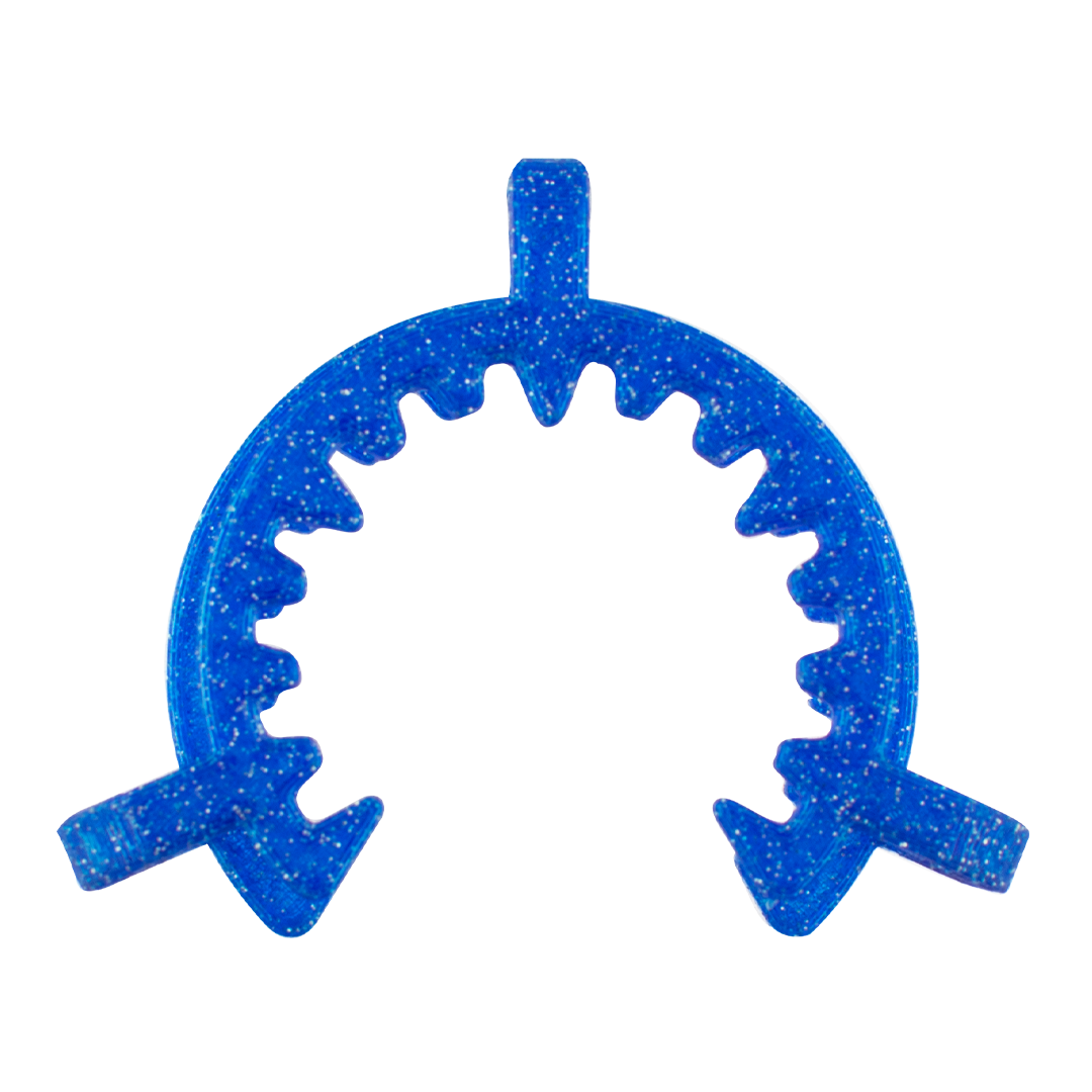 MAV Glass Keck Clip for Coils in Blue with Glitter - 48.8mm Size - Front View