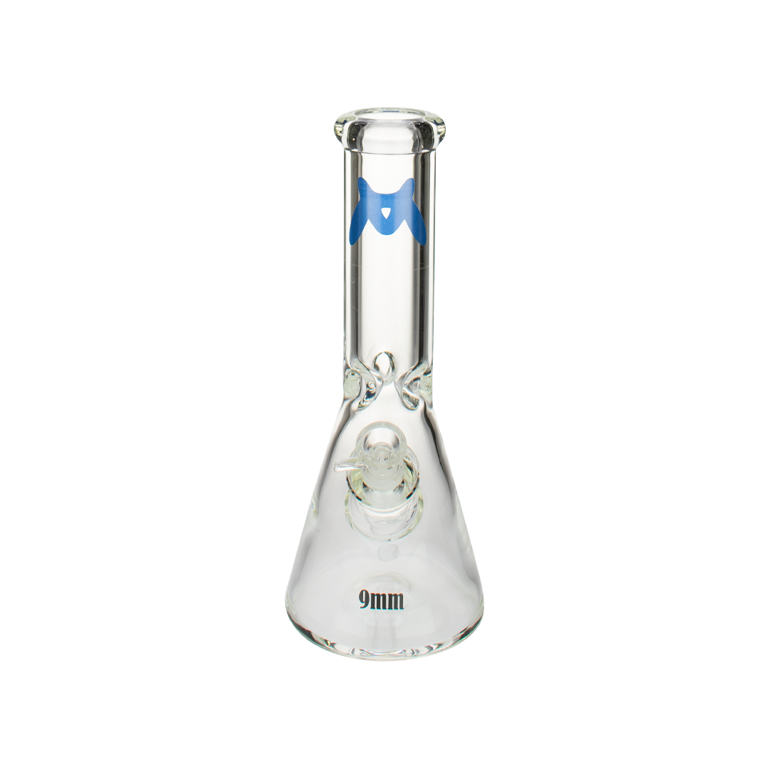 MAV Glass 12" Classic Beaker Bong in Dark Blue, 9mm Thick Glass, Front View on White Background