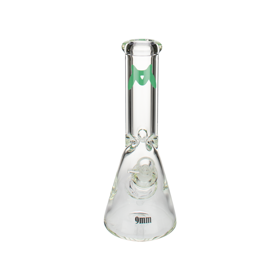 MAV Glass - 9mm Thick Beaker Bong 12'' in Green with Heavy Wall and 18mm to 14mm Down Stem