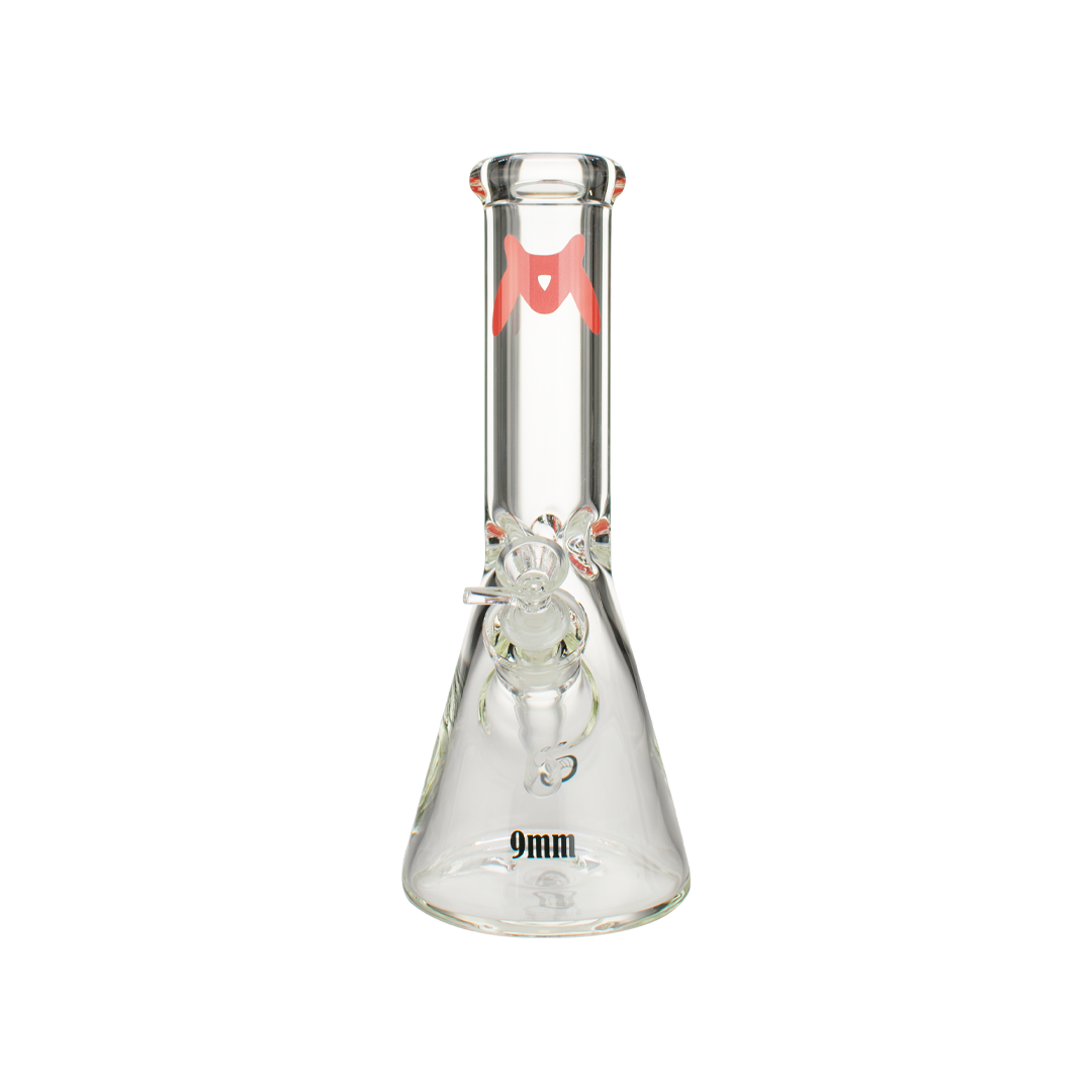 MAV Glass 12'' Classic Beaker Bong in Red with 9mm Thick Glass and 18mm to 14mm Down Stem