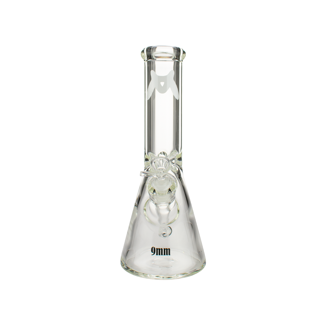 MAV Glass - 9mm Classic Beaker Bong 12'' with Heavy Wall - Front View on White Background