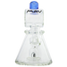 MAV Glass Beaker Bong with Blue Barrel Top Pyramid UFO Design, Front View, for Dry Herbs