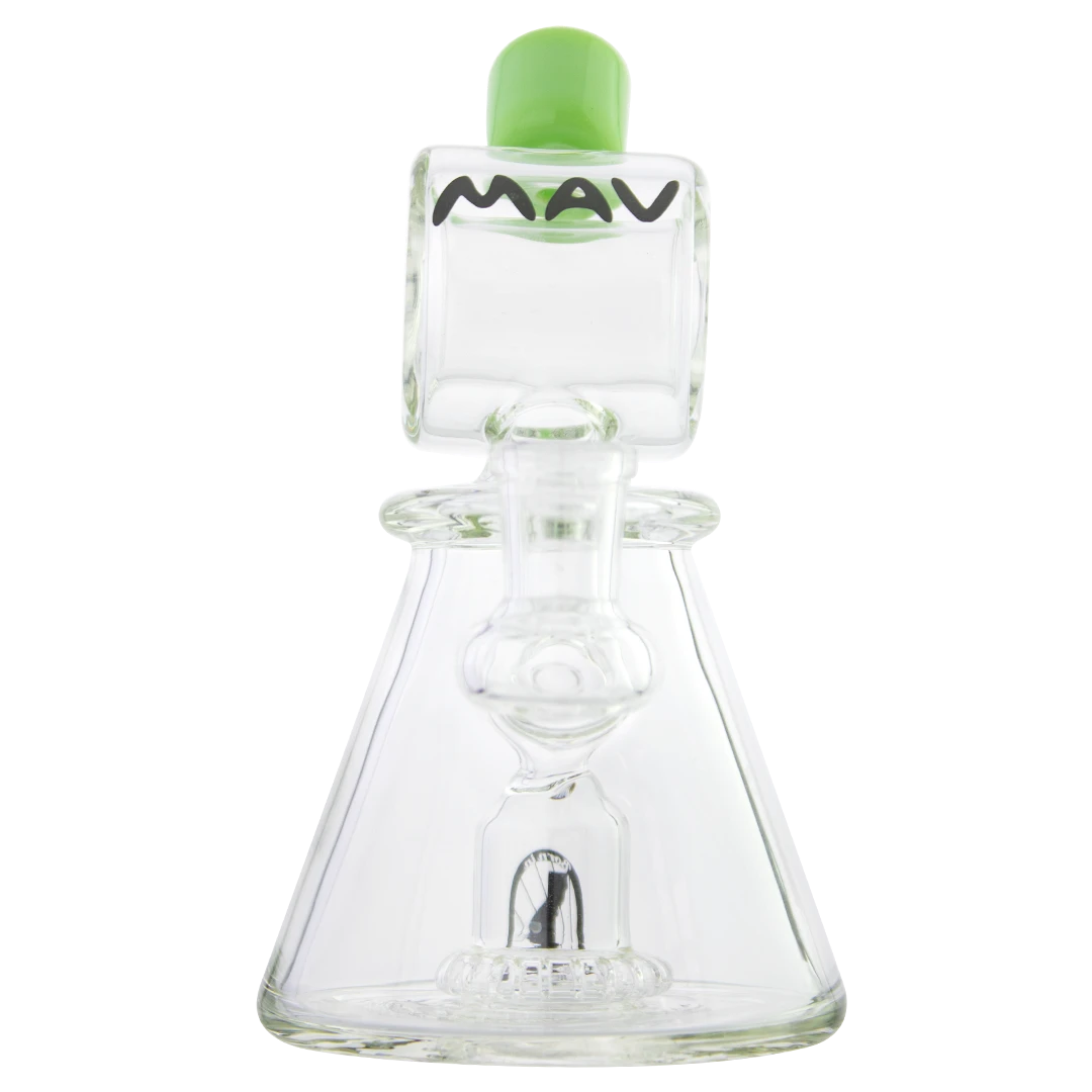 MAV Glass - Barrel Top Pyramid UFO Bong in Forest Green, Compact Beaker Design, USA Made