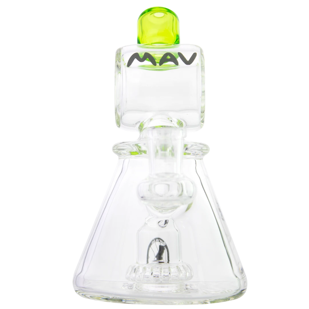 MAV Glass - Barrel Top Pyramid UFO Bong Front View, Compact Design, For Dry Herbs