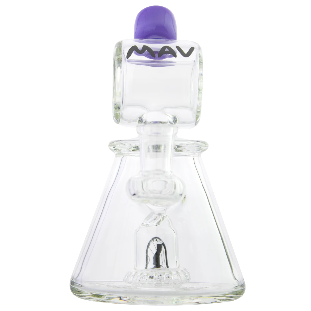 MAV Glass - Purple Barrel Top Pyramid UFO Bong Front View on White Background