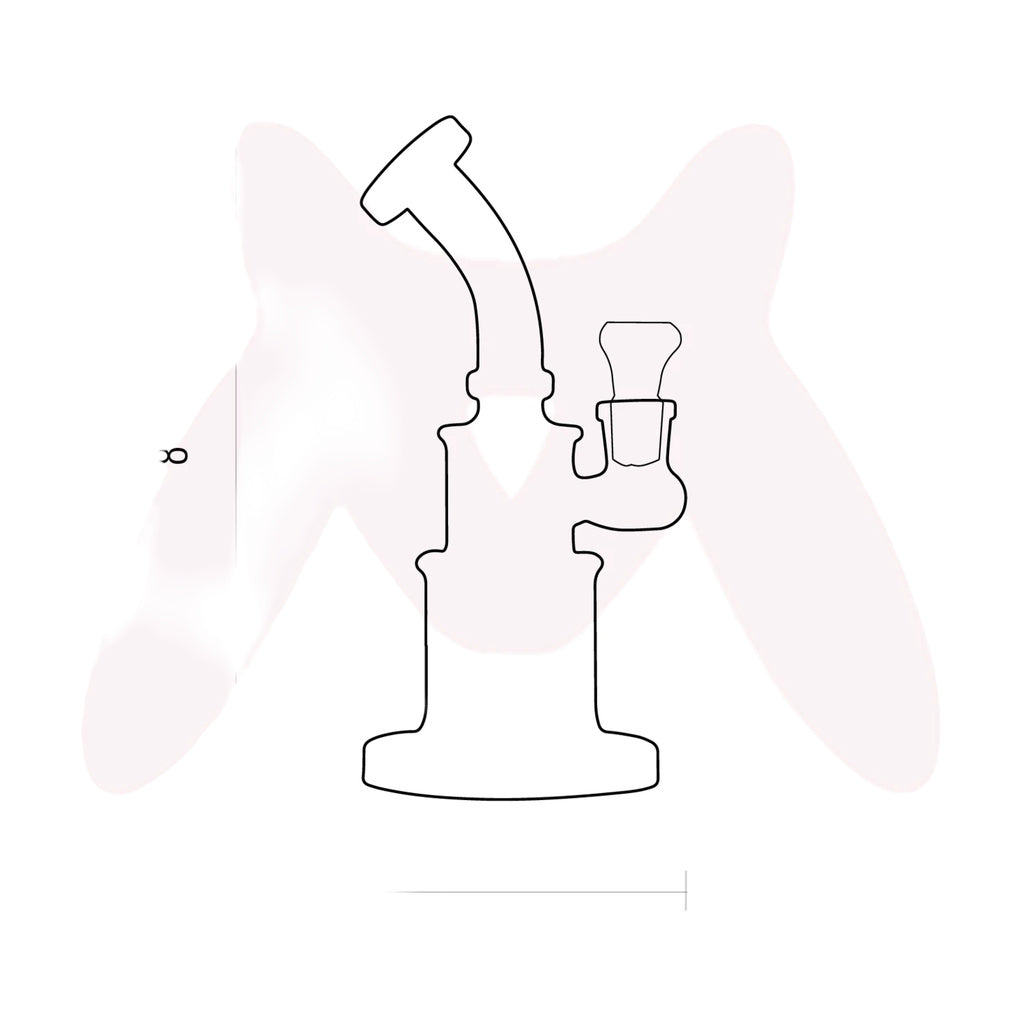 MAV Glass Birthday Cake Beaker Bong, 8" Compact Size, 14mm Joint, Side View Illustration