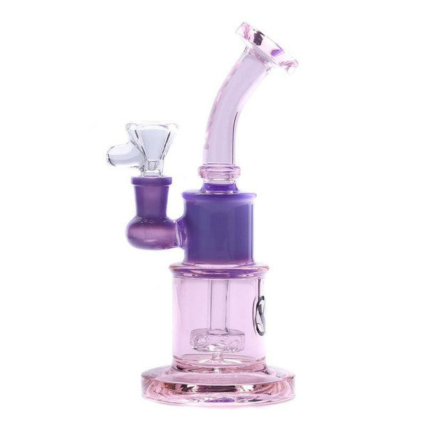 MAV Glass Birthday Cake Beaker Bong in Pink/Purple, Portable 8" with Aluminum Material, USA Made