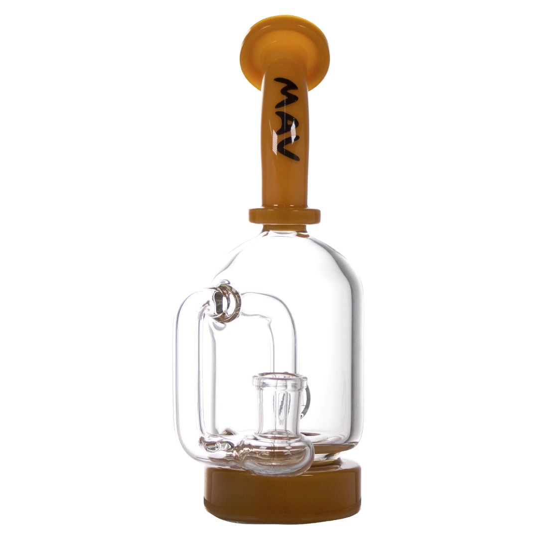MAV Glass Dropdown Can Rig in Orange with Glass on Glass Joint, 8.5" Tall, Front View