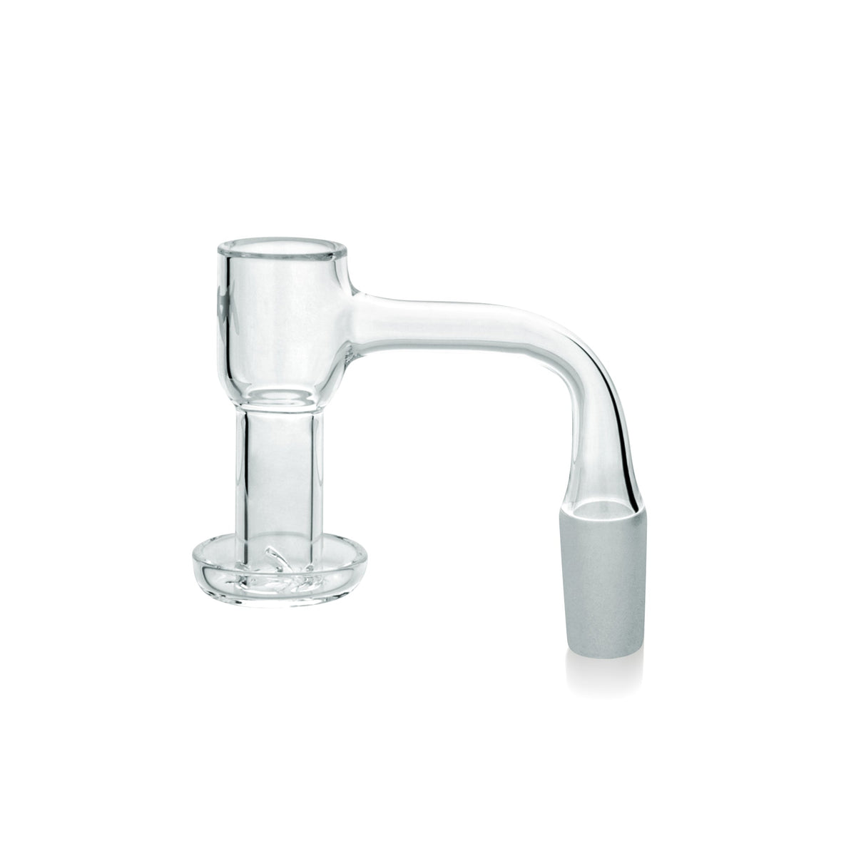 MAV Glass Quartz Terp Slurper V2 clear banger, side view on seamless white background