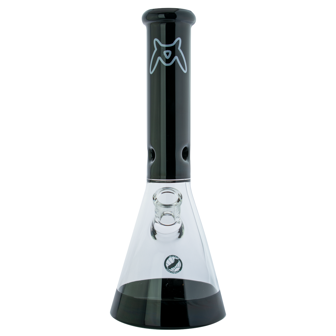 MAV Glass - 12" Black Full Color Beaker Bong with Clear Downstem, Front View