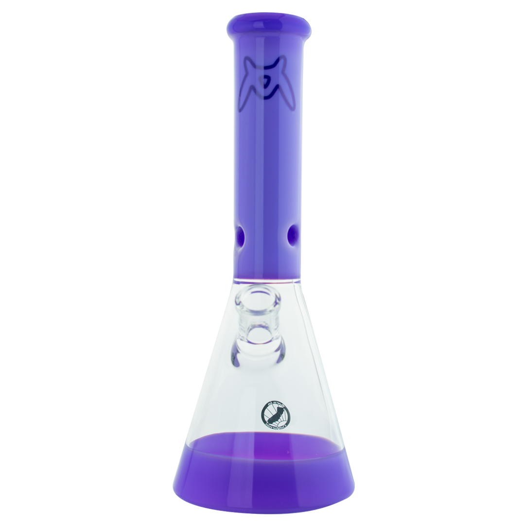 MAV Glass 12" Full Color Beaker Bong in Purple with Clear Base and Downstem