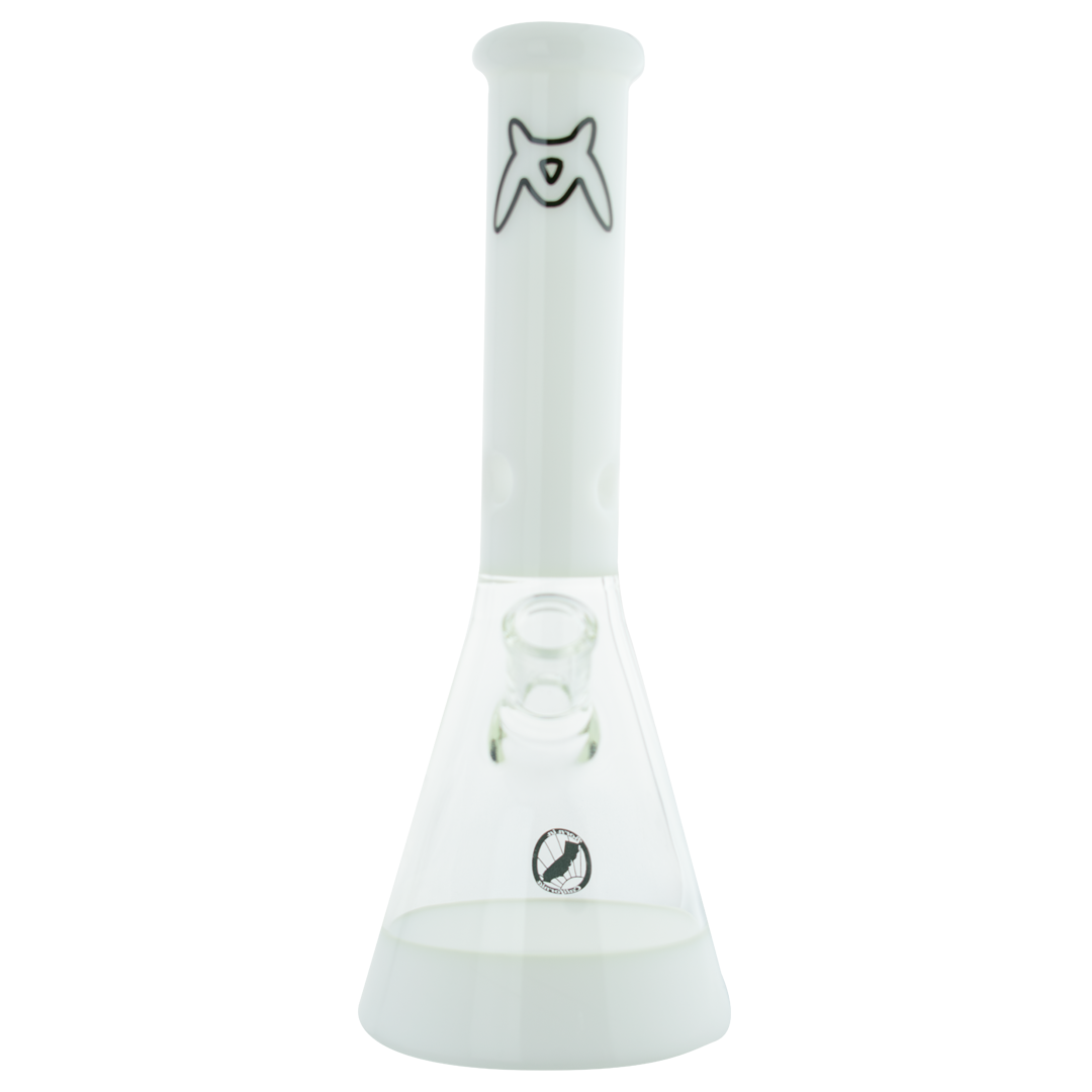 MAV Glass - 12" White Full Color Beaker Bong with Clear Glass Downstem and Bowl