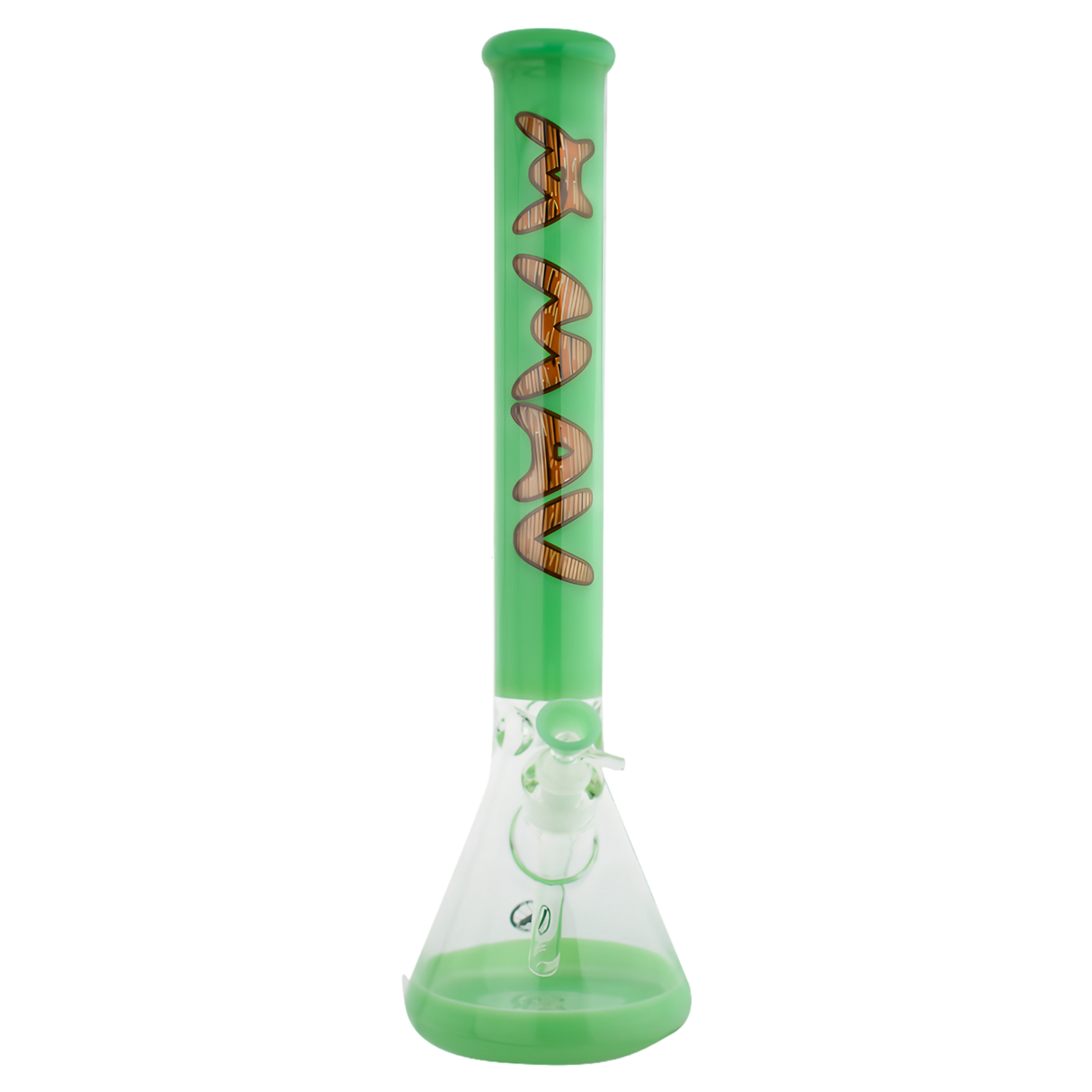 MAV Glass 18" Seafoam Woodgrain Full Color Beaker Bong with Deep Bowl - Front View