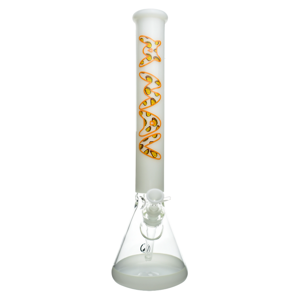 MAV Glass - 18" Full Color Beaker Bong with Orange Accents - Front View
