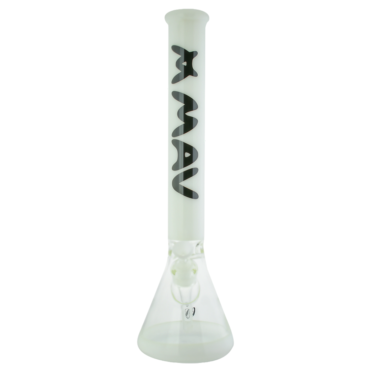 MAV Glass - 18" White Full Color Beaker Bong Front View with Clear Downstem