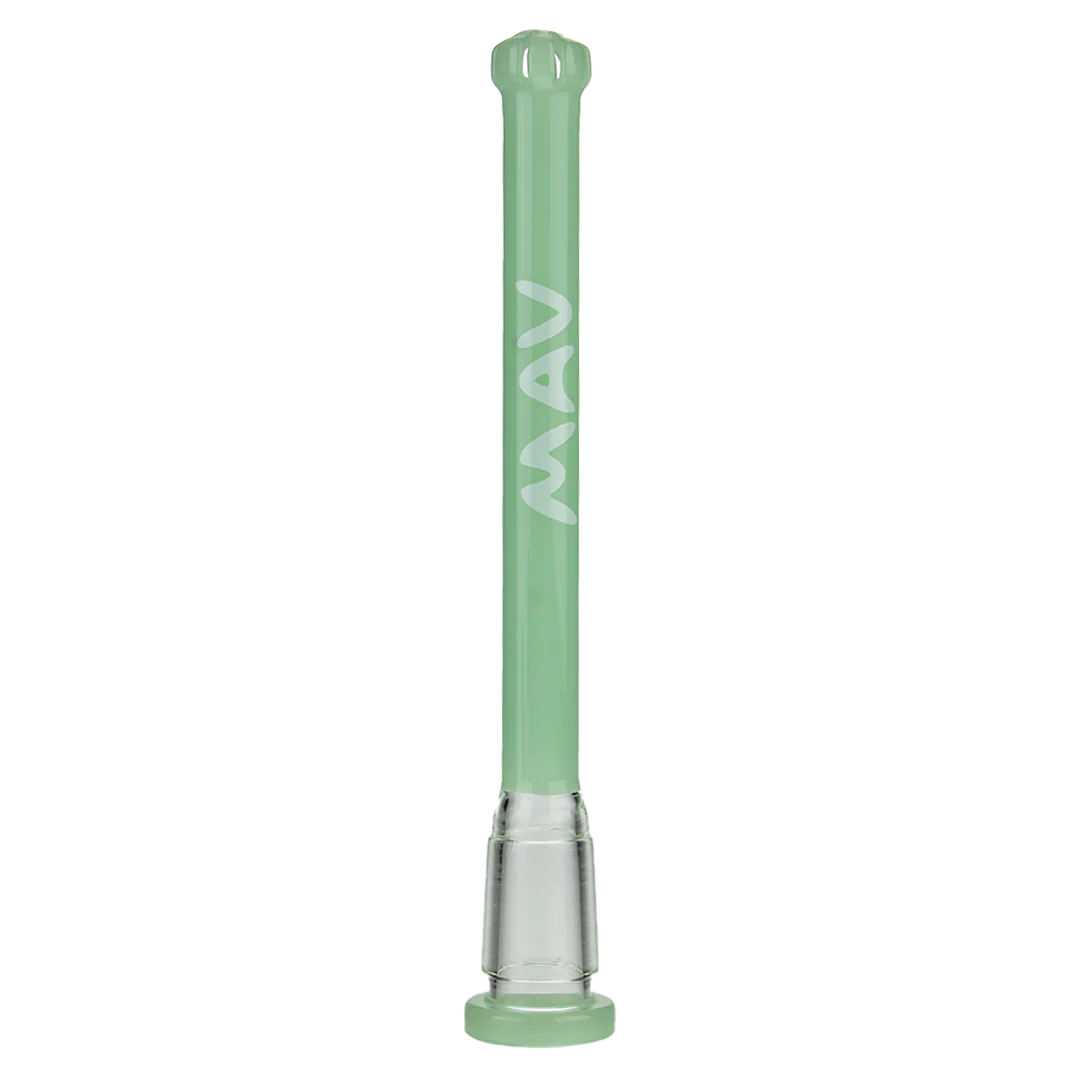 MAV Glass Maverick Showerhead Downstem in Seafoam - 18mm to 14mm joint size, front view on white background