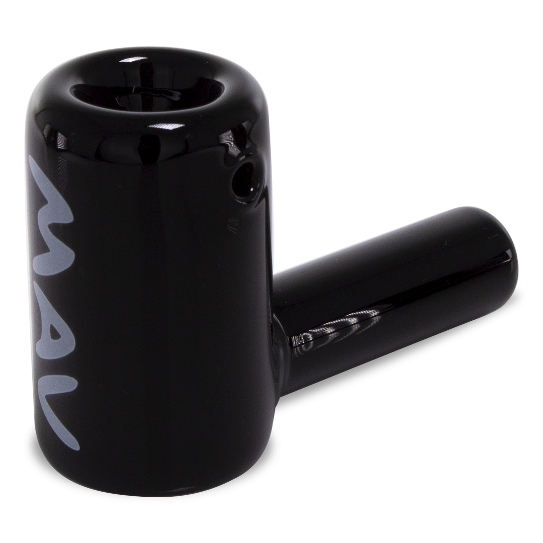 MAV Glass - 2.5" Mini Hammer Hand Pipe in Black - Durable Borosilicate - Side View