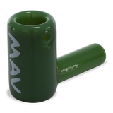 MAV Glass - Forest Green Mini Hammer Hand Pipe, 2.5" Borosilicate, Angled Side View