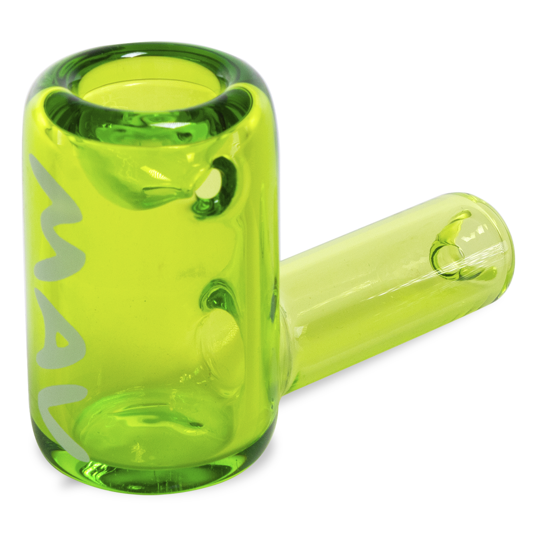 MAV Glass - 2.5" Mini Hammer Hand Pipe in Neon Green, Borosilicate Glass, Side View