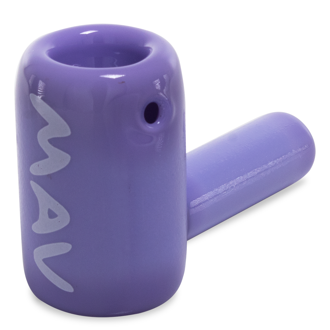 MAV Glass - Purple 2.5" Mini Hammer Hand Pipe, Borosilicate Glass, Angled Side View