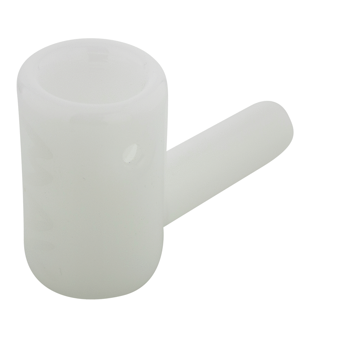 MAV Glass - White 2.5" Mini Hammer Hand Pipe in Borosilicate Glass - Top Angle View