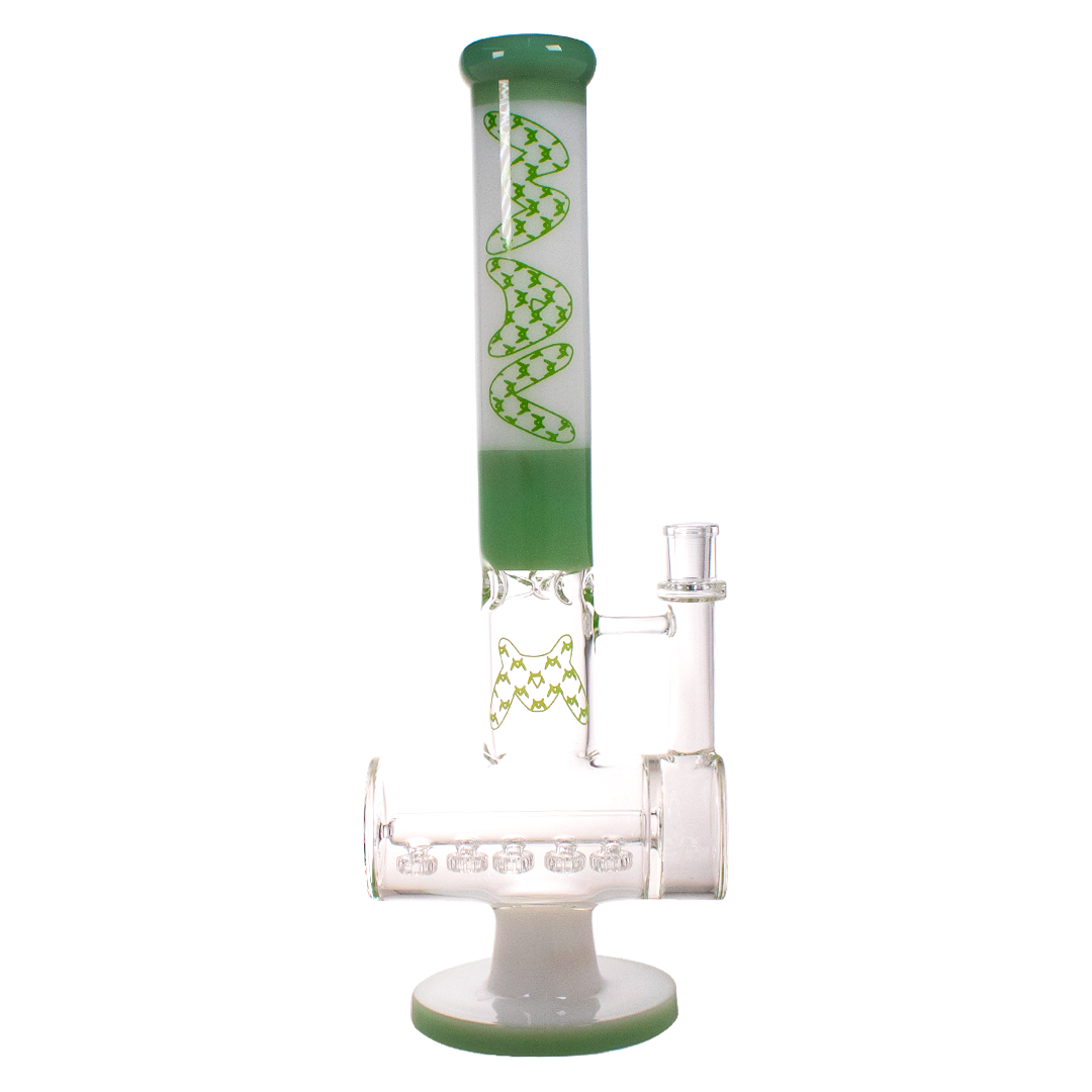 MAV Glass Maverick - 17" Bong with 5 Line Shower Head Inline in Seafoam, Glass on Glass Joint