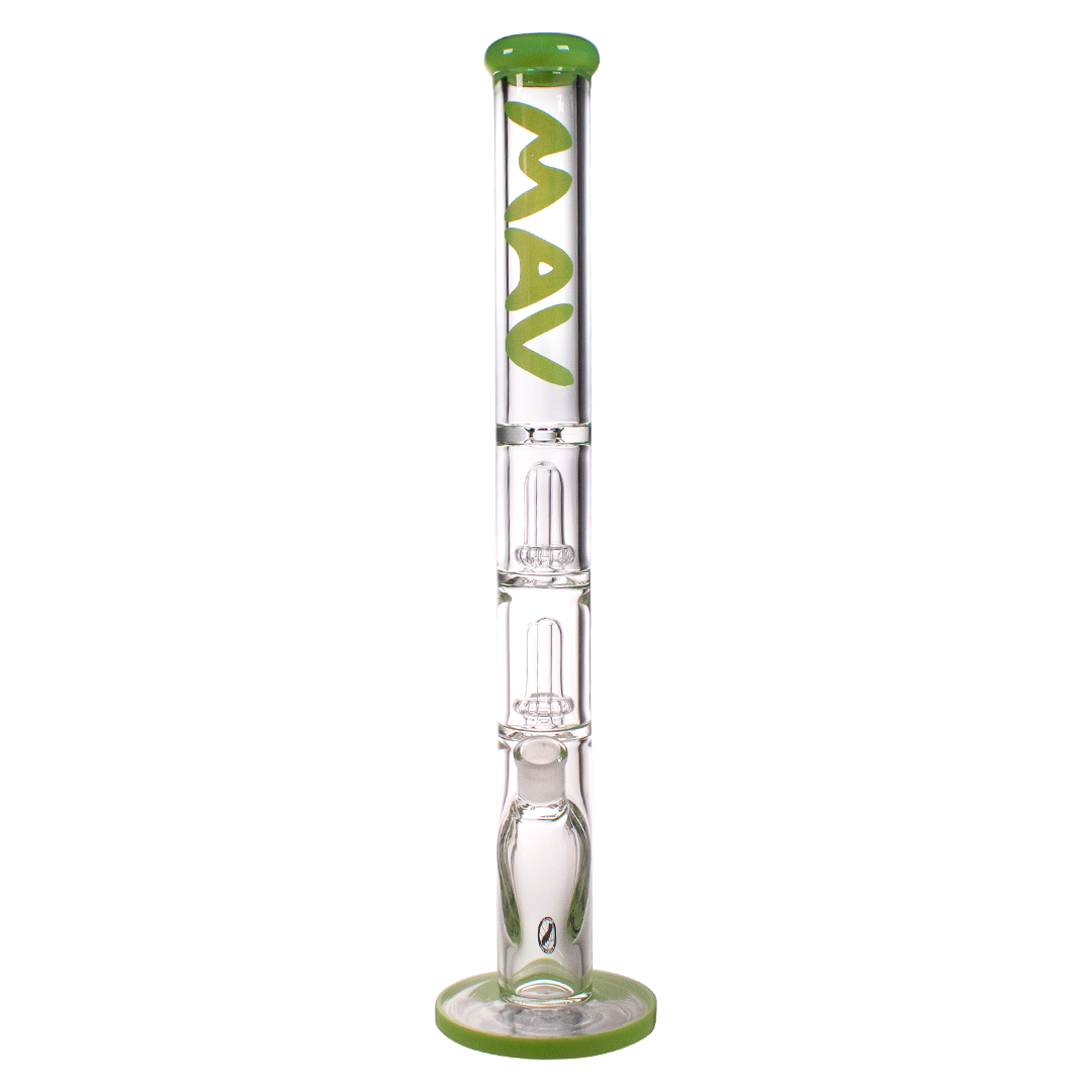 MAV Glass 9mm Straight Tube Bong with Double UFO Percs in Seafoam, Front View on White Background