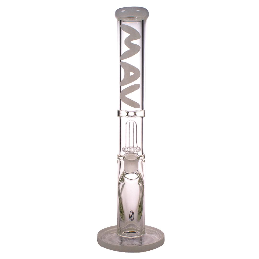 MAV Glass - 9mm Straight Tube Bong with UFO Percolator, 17.5" Tall, Front View on White Background