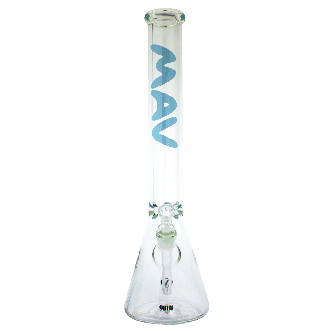 blue maverick glass 9mm thick beaker bong