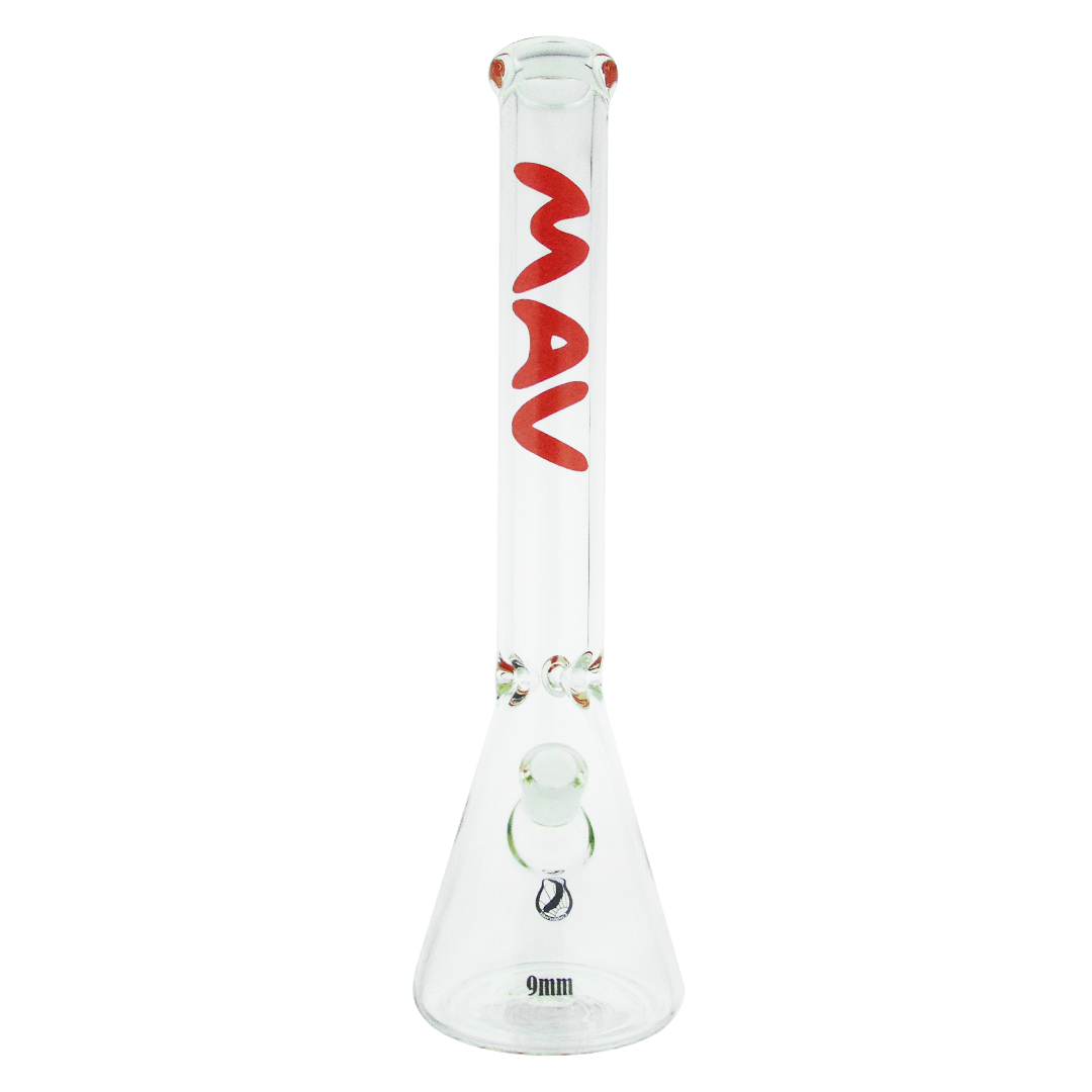 red maverick glass 9mm thick beaker bong