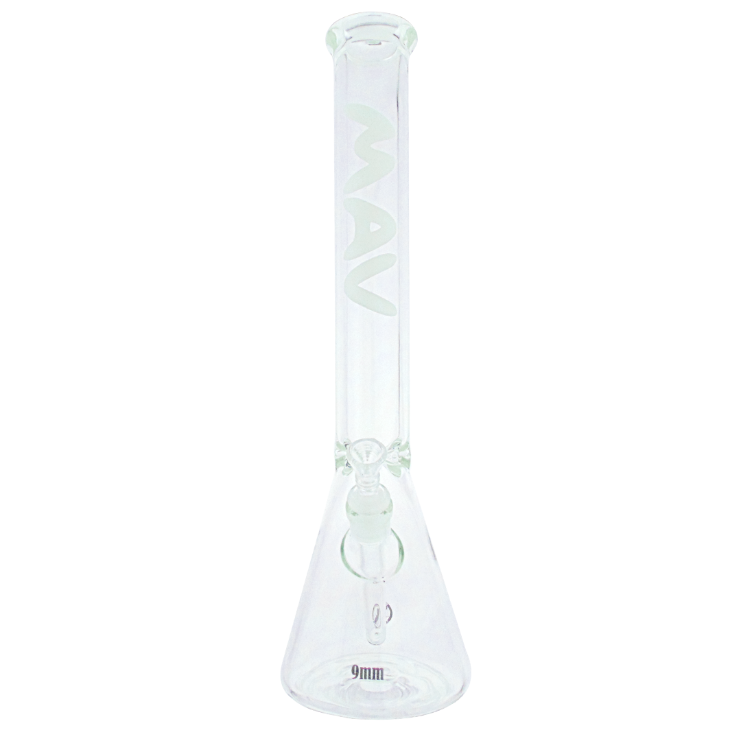white maverick glass 9mm thick beaker bong