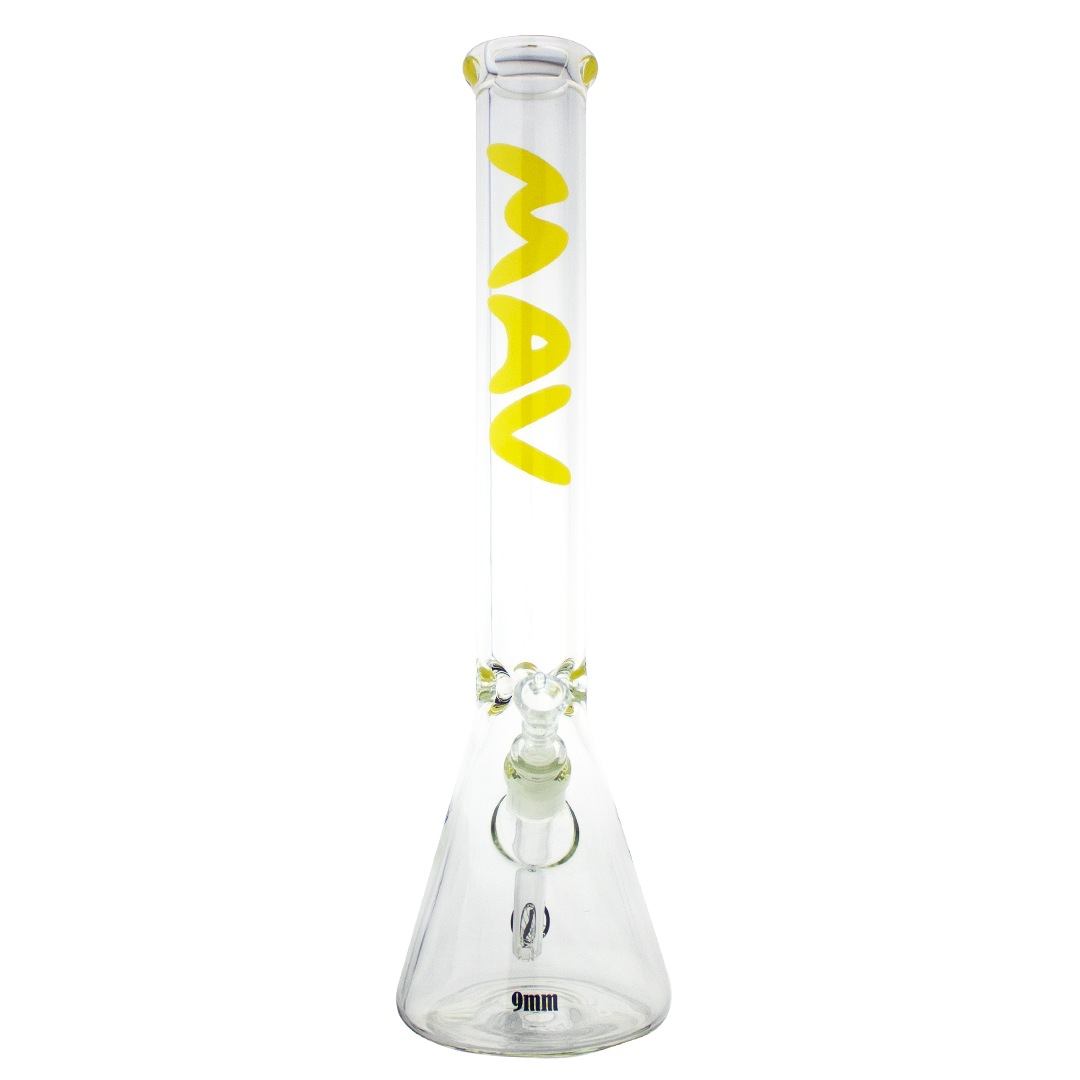 yellow maverick glass 9mm thick beaker bong