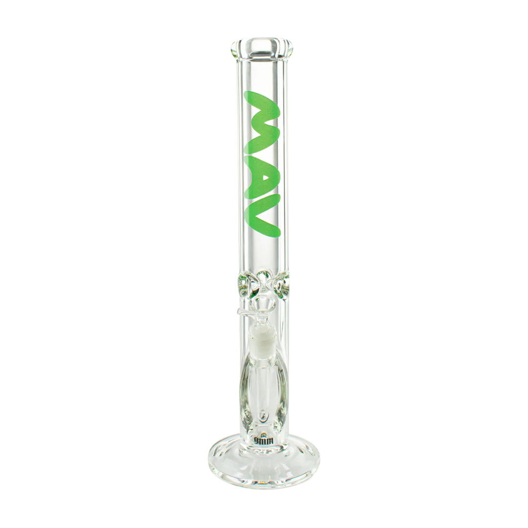 MAV Glass Maverick - 9mm Thick 18" Straight Tube Bong with Heavy Wall, Front View