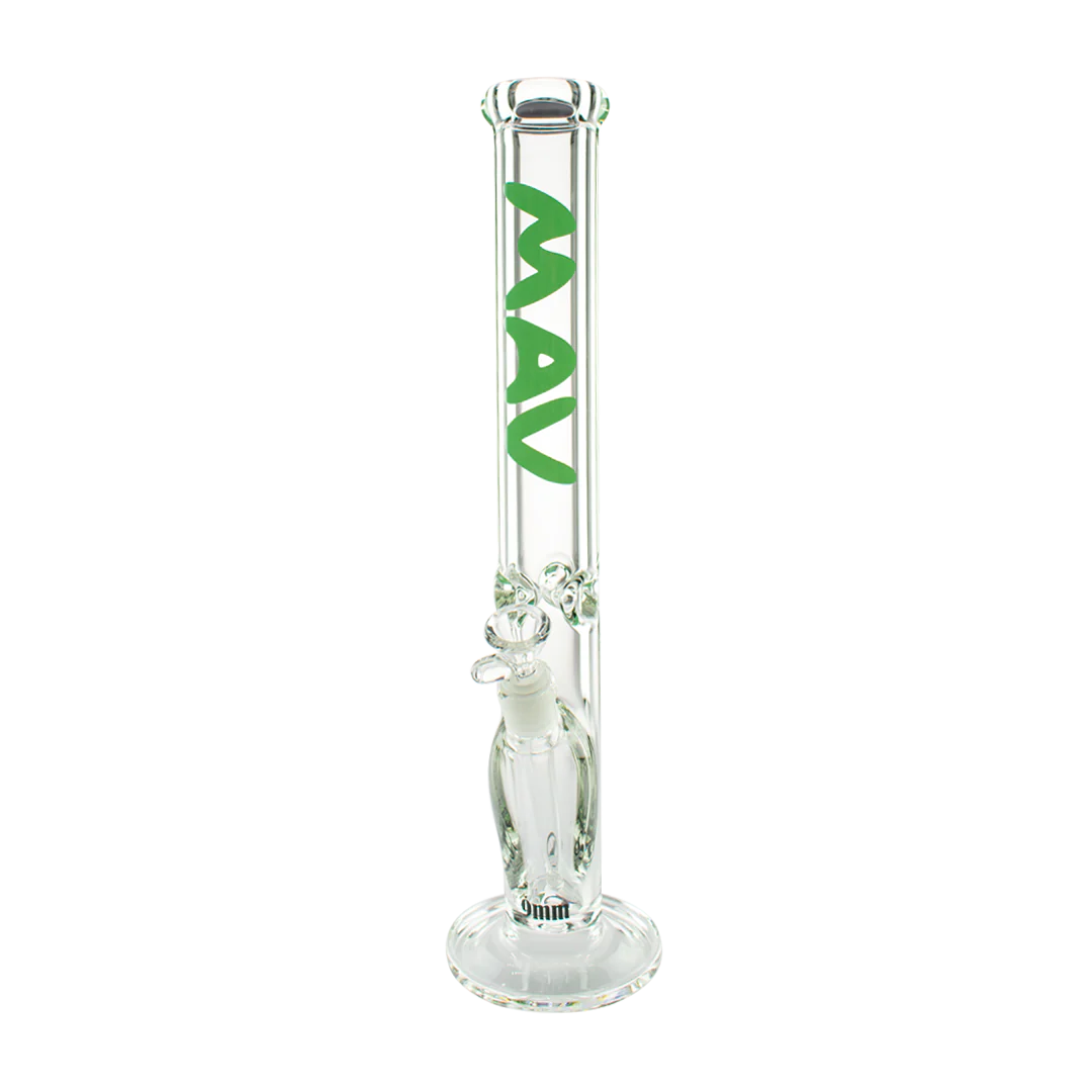 MAV Glass - 18" 9mm Thick Straight Tube Bong in Green with Heavy Wall Glass