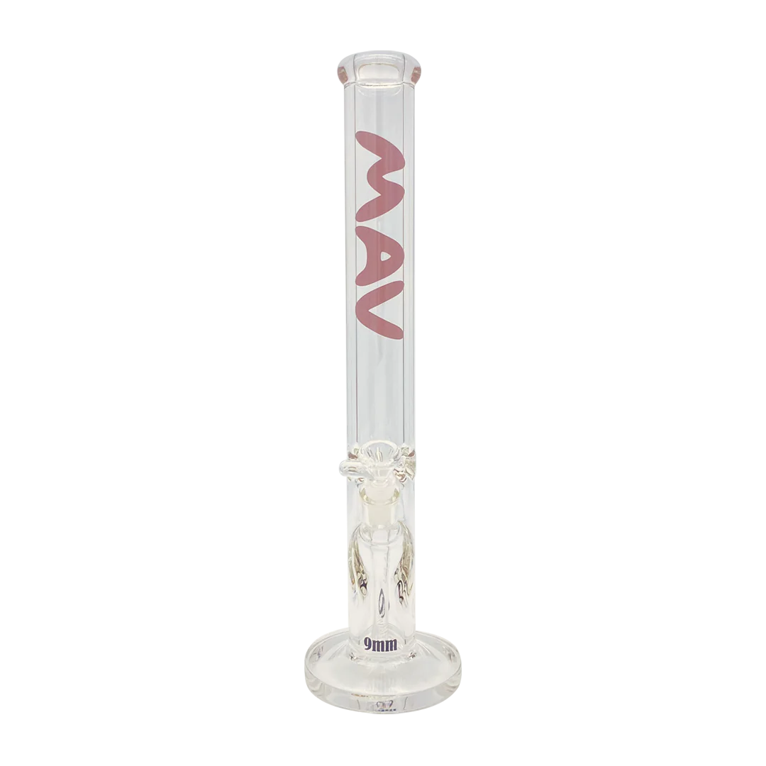 MAV Glass - 9mm Thick Straight Tube Bong in Purple - Front View on White Background