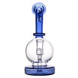 MAV Glass - Blue Bulb Rig with Glass on Glass Joint, Beaker Design, 7" Height - Front View