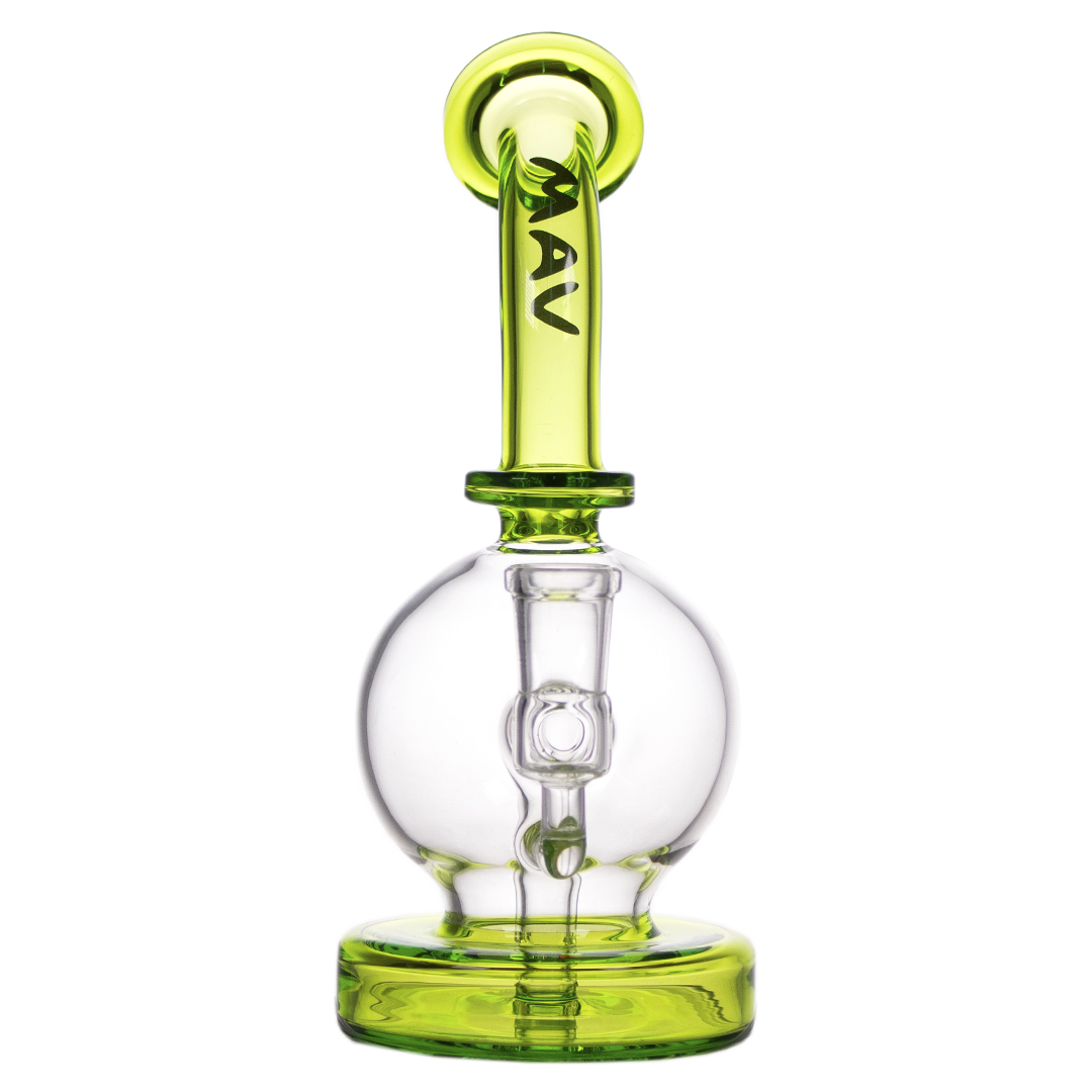 MAV Glass - 7" Bulb Rig Dab Rig with Glass on Glass Joint, Front View on White Background