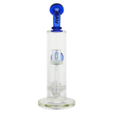 MAV Glass Eureka Honeyball Disc with Ball Rig in Blue, 11" Tall with 14mm Joint, Front View