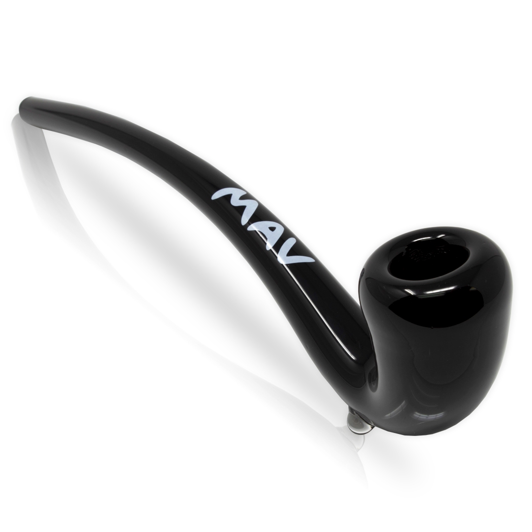 MAV Glass - Black Gandalf Borosilicate Glass Pipe, 10" Long, Side View