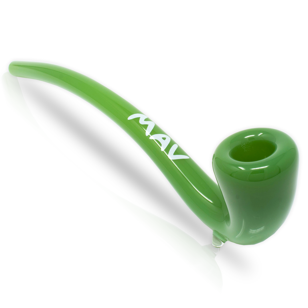 MAV Glass - Gandalf Pipe in Forest Green, 10" Borosilicate Glass, Side View