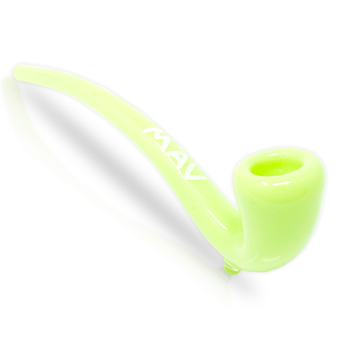 MAV Glass - Slime Green Gandalf Pipe, 10" Borosilicate Glass, Angled Side View