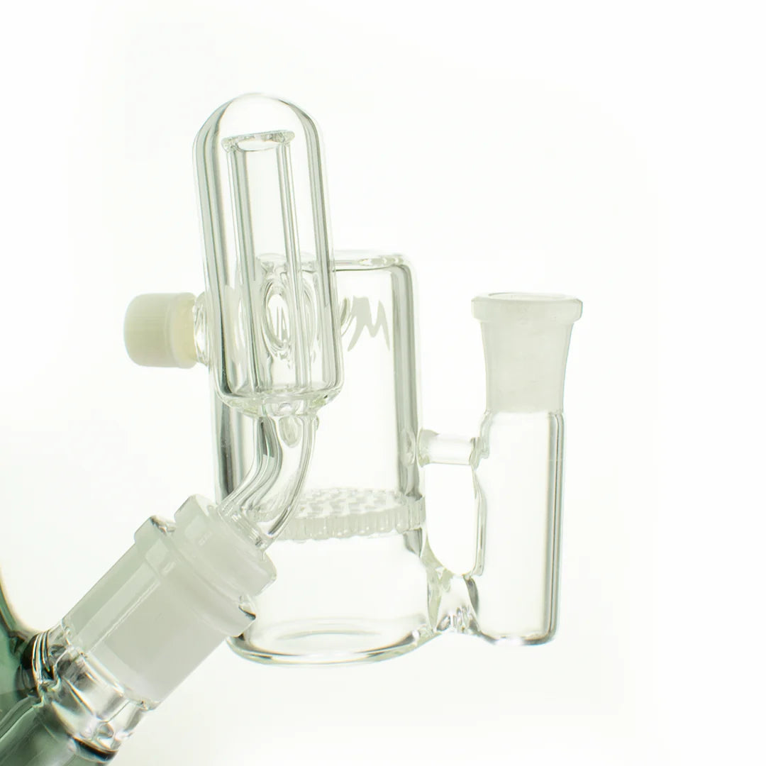 MAV Glass - Honeycomb Ash Catcher, 90 Degree Joint, Clear Glass, Side View