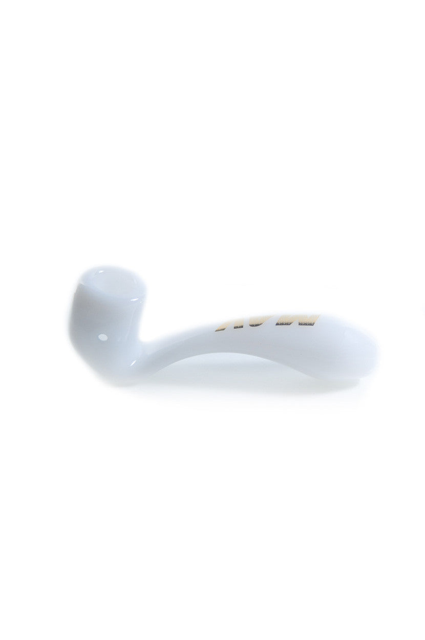 MAV Glass - White Large Sherlock Hand Pipe with Beaker Design, 6" Borosilicate Glass